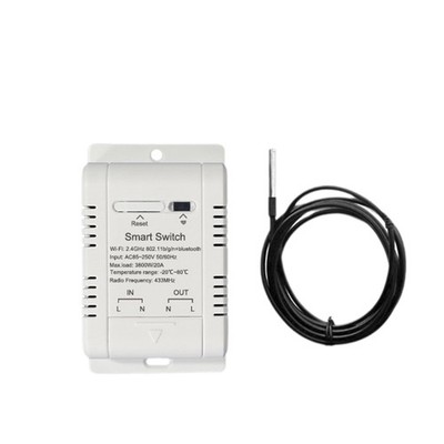 Tuya WiFi Temperaturschalter 20A Kabelloser Thermostat mit 1M Sensor Intell1746