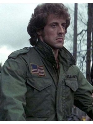 Mens Military Field Jacket Green Army Style Combat Vintage M65 Coat US Flag
