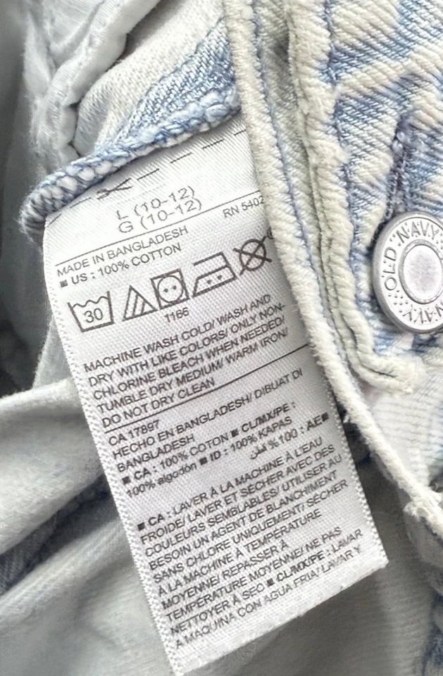 Chaqueta vaquera con botones Old Navy para niñas talla grande 10/12 lavado claro Foto 4 de 4