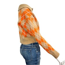 Haut Femme Zara Knitwear – Blouse à Carreaux Orange – Taille M – NEUF Avec étiquettes