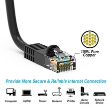 300'FT CAT5e 24-AWG UTP patch ethernet network Cable black solid copper
