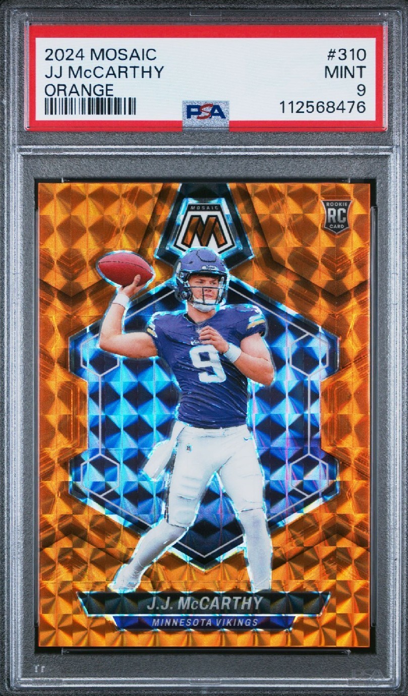 2024 Panini Mosaic - Rookies J.J. McCarthy #310 Orange Mosaic Prizm /199 (RC)