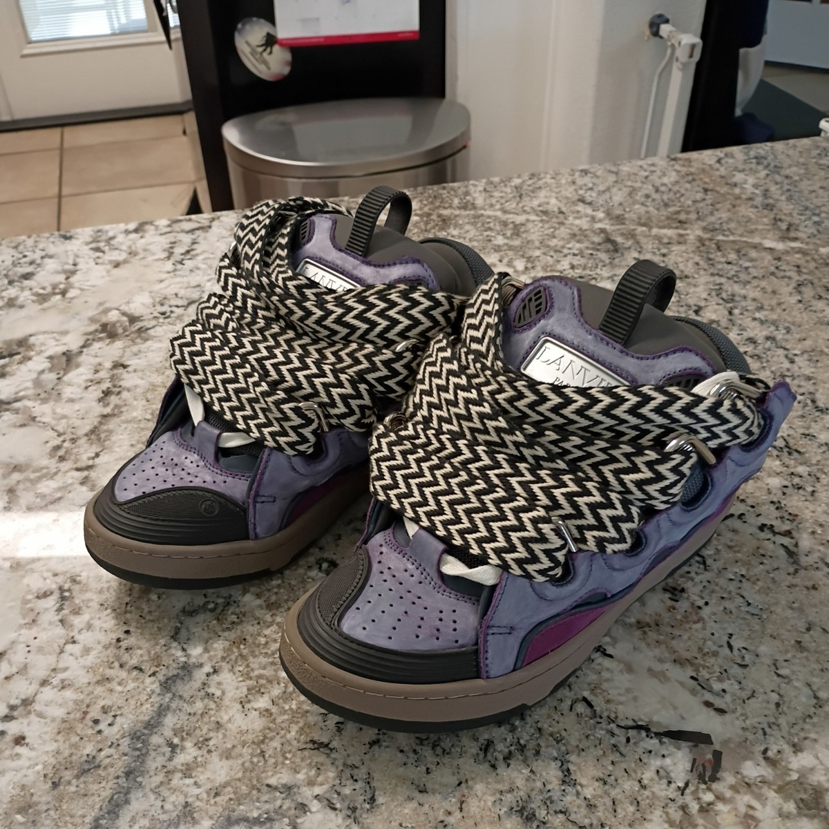 Lanvin Curb Low-Top Sneakers Designer Color Purple Size US Men 5
