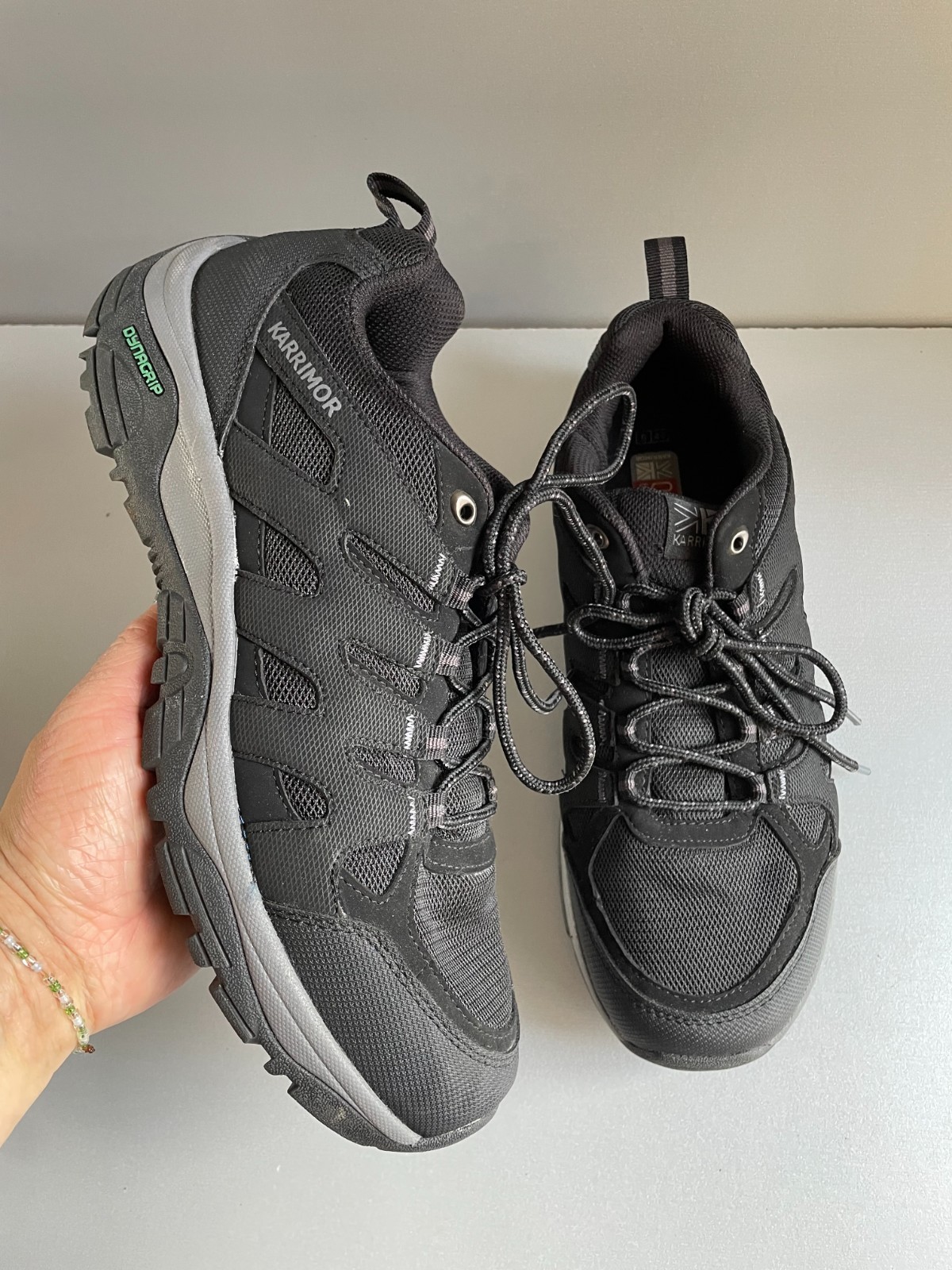 mens Karrimor Summit dynagrip black grey low walking shoes uk 8 eur 42