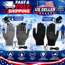 Heated Gloves Electric Rechargeable Battery Hand Warm Windproof Thermal Winter