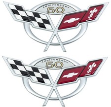 Front Rear 50th Anniversary Cross Flags Emblems 3d Badge For C5 Corvette 97-04 Front Rear 50th Anniversary Cross Flags Emblems 3d Badge For C5 Corvette 97-04