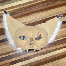 Tan/White Felt Cat Half Face Costume Mask, El...