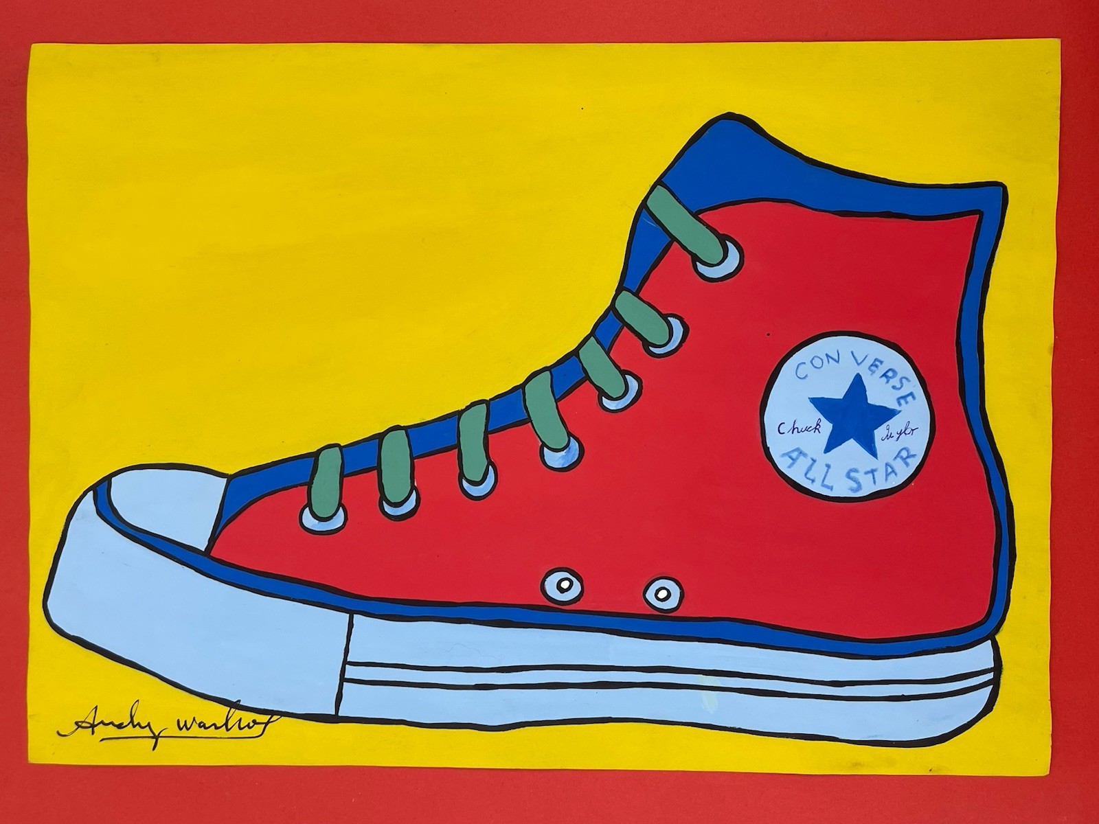 Andy Warhol (Handmade) mixed media on old paper signed and stamped pop art rare.