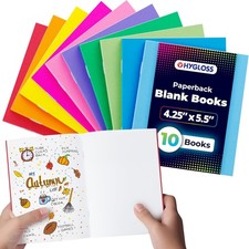 Hygloss Blank Books - Bulk 10 Pack 4-1/4 x 5-1/2 Inches, Assorted Colors