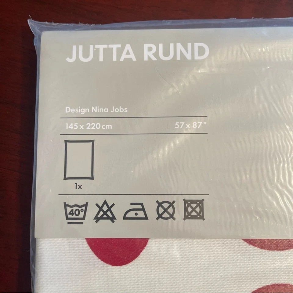 IKEA Cotton table cloth acrylic coating, waterproof, rectangular red white 57x87 - Image 2 of 4