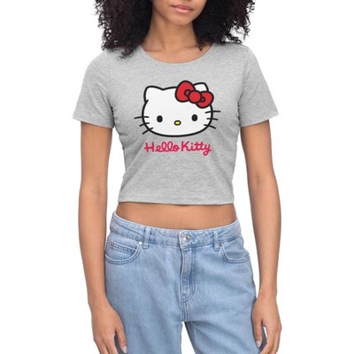 Hello Kitty Klassisch Mit Schriftzug Frauen Cropped T-Shirt