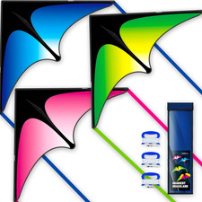 Delta Kites Set of 3 for Kids and Adults, Easy to Fly for Parks and Beach