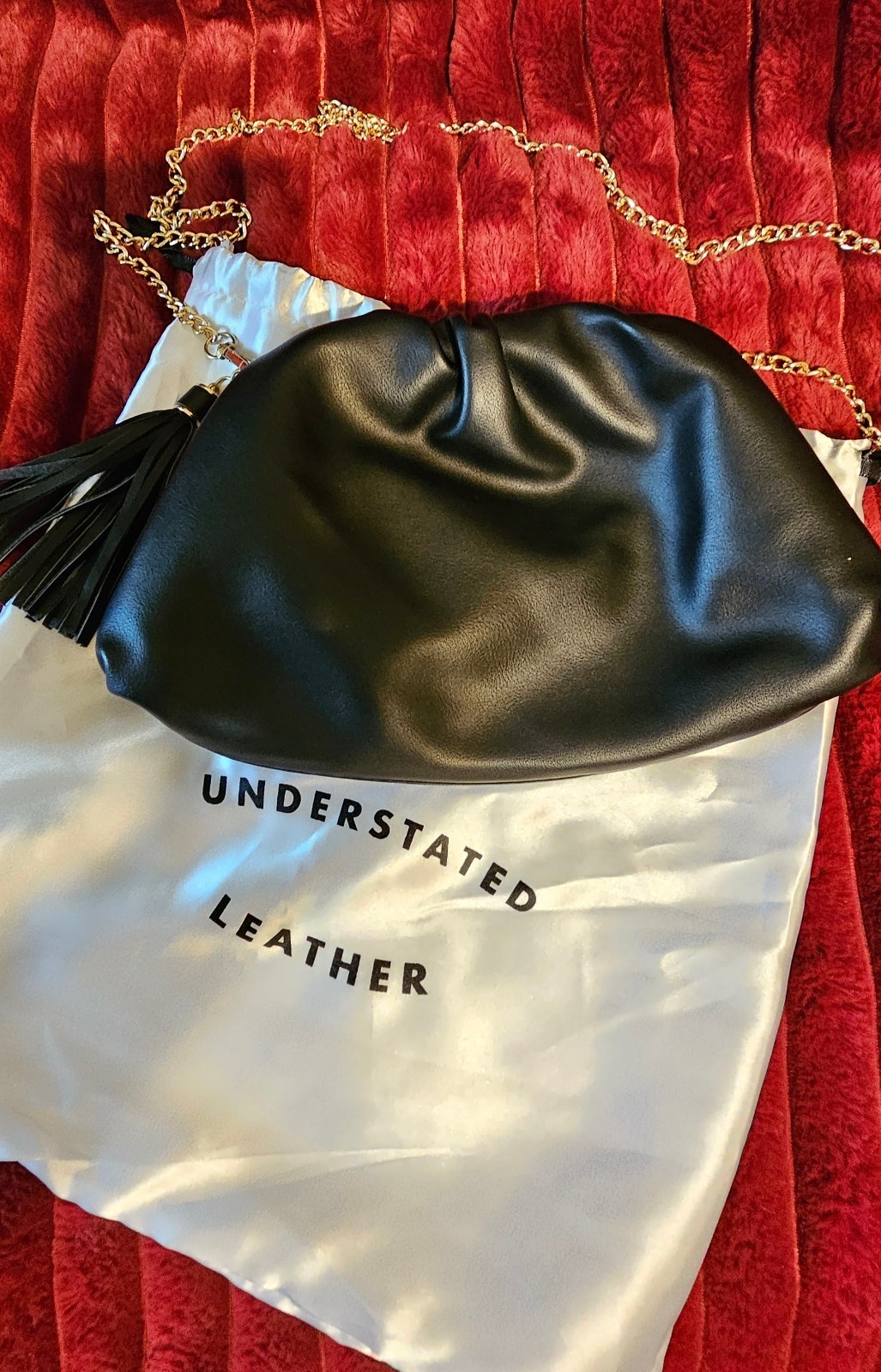 Understated Leather Black Gold Removable Chain Cr… - image 2