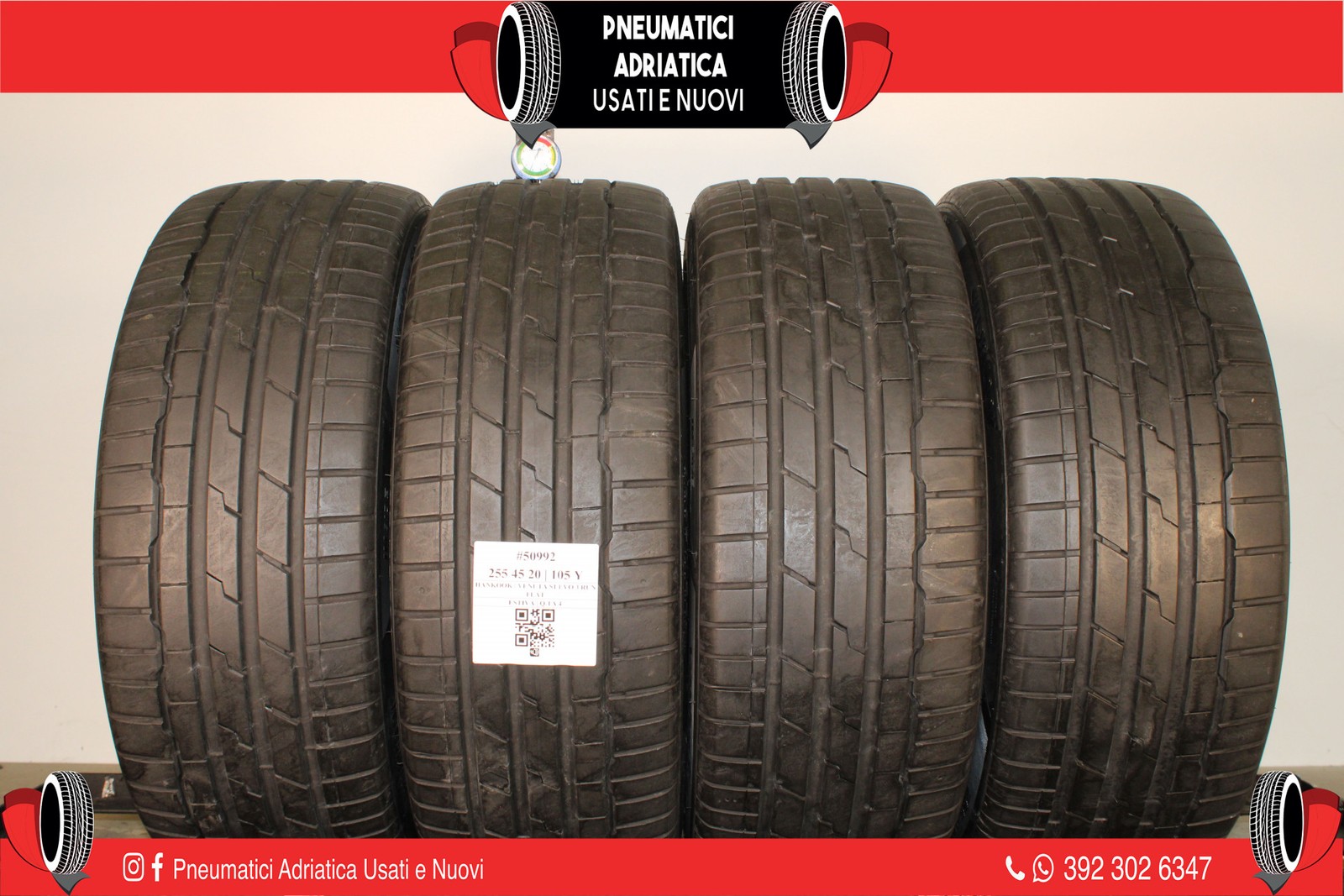 4 PNEUMATICI HANKOOK 255/45 R20 ESTIVE GOMME USATE 77% - ADRIATICA