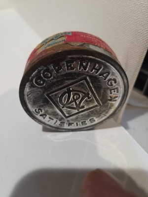 copenhagen tobacco memorabilia Vintage Copenhagen Satisfies Snuff Tobacco Empty Tin Cardboard Can