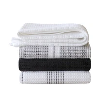 Better Homes & Gardens 4 Piece Waffle Kitchen Towel, Rich Black Fast Delivery