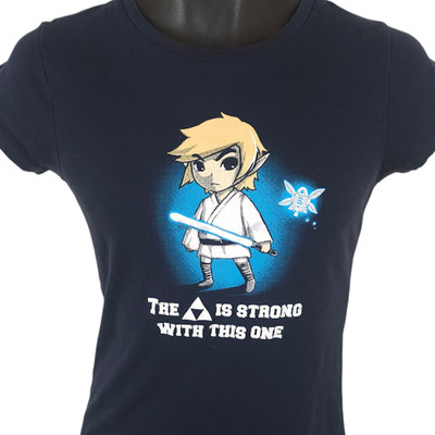 Legend Of Zelda X Star Wars T Shirt Womens Size Small Blue Luke Skywalker Link