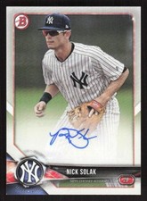 2018 BOWMAN NICK SOLAK PA-NS MINT PROSPECT AUTOGRAPHS BASEBALL NEW YORK YANKEES