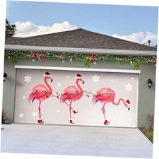  6 x 13 ft Christmas Garage Door Decorations Christmas Garage Door Flamingo