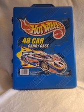 Vintage 1999 Hot Wheels 48 Car Carry Case Mattel Blue Tara Toy Lot with 46 Cars