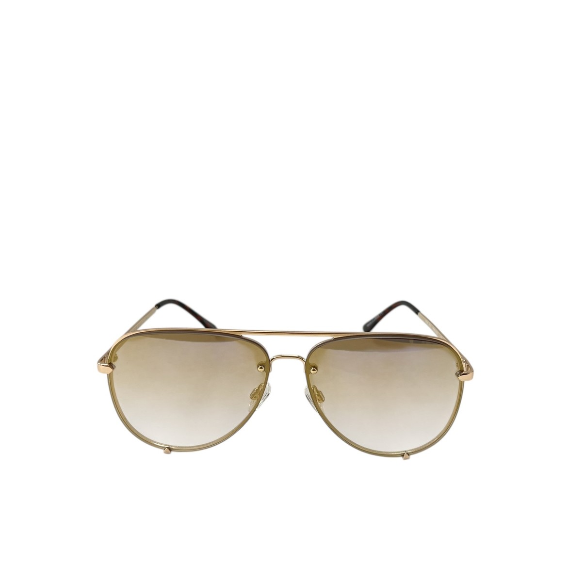 Quay Australia High Key Rimless Aviator Sunglasses Tort Brown