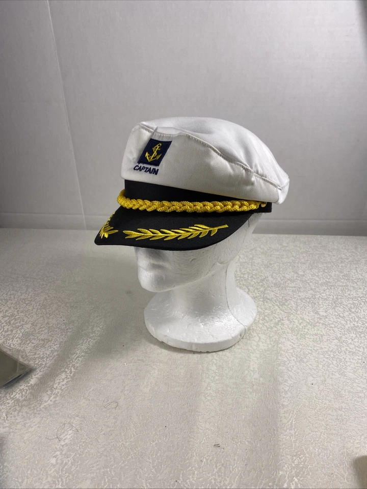 2 Marine Captains Hat Costume Halloween Accessory Navy Adult Cap Strapback - Image 4 of 4