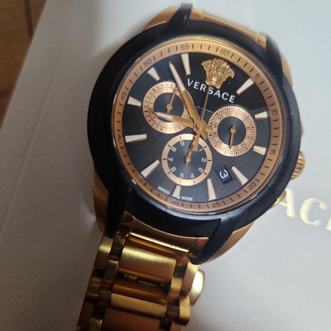 Versace Men's Chronograph Date Watch Stainless Steel Black 42mm Used thumbnail 9