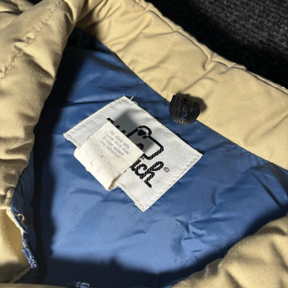 Vintage Woolrich Jacket Mens XL Tan Down Puffer Nylon Lined Winter Coat 90s - Image 4 of 4