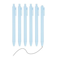 6 Pack Retractable Pens 0.5mm, Black Gel Ink for Office, Blue