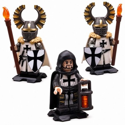 Kreuzritter Deutscher Orden   Prozessions-Set - 3 veredelte LEGO  Minifiguren