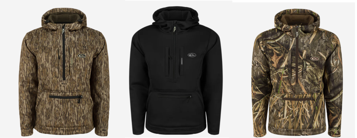 DRAKE Mens Ultimate Wader Quarter Zip 4-Way Stretch Hoodie Colors