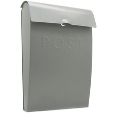 Wall Mounted Post Box in Grey Galvanised Steel Outdoor Lockable  Mailbox | M&W