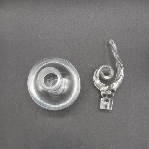 Vintage Clear Glass Perfume Bottle with Glass Leaf or Abstract Swirl Stopper - Picture 6 of 7