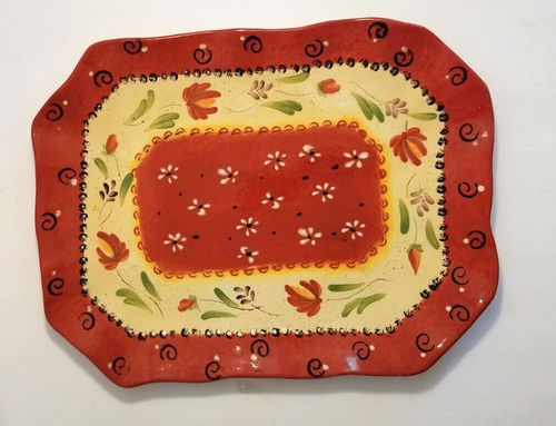 Ambiance Collections Tuscan Floral by Giani Large Platter Red 17" - Picture 3 of 14