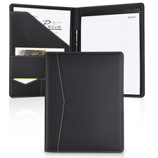 Leather Padfolio with Writing Pad Business Card Holder Ideal for Interviews