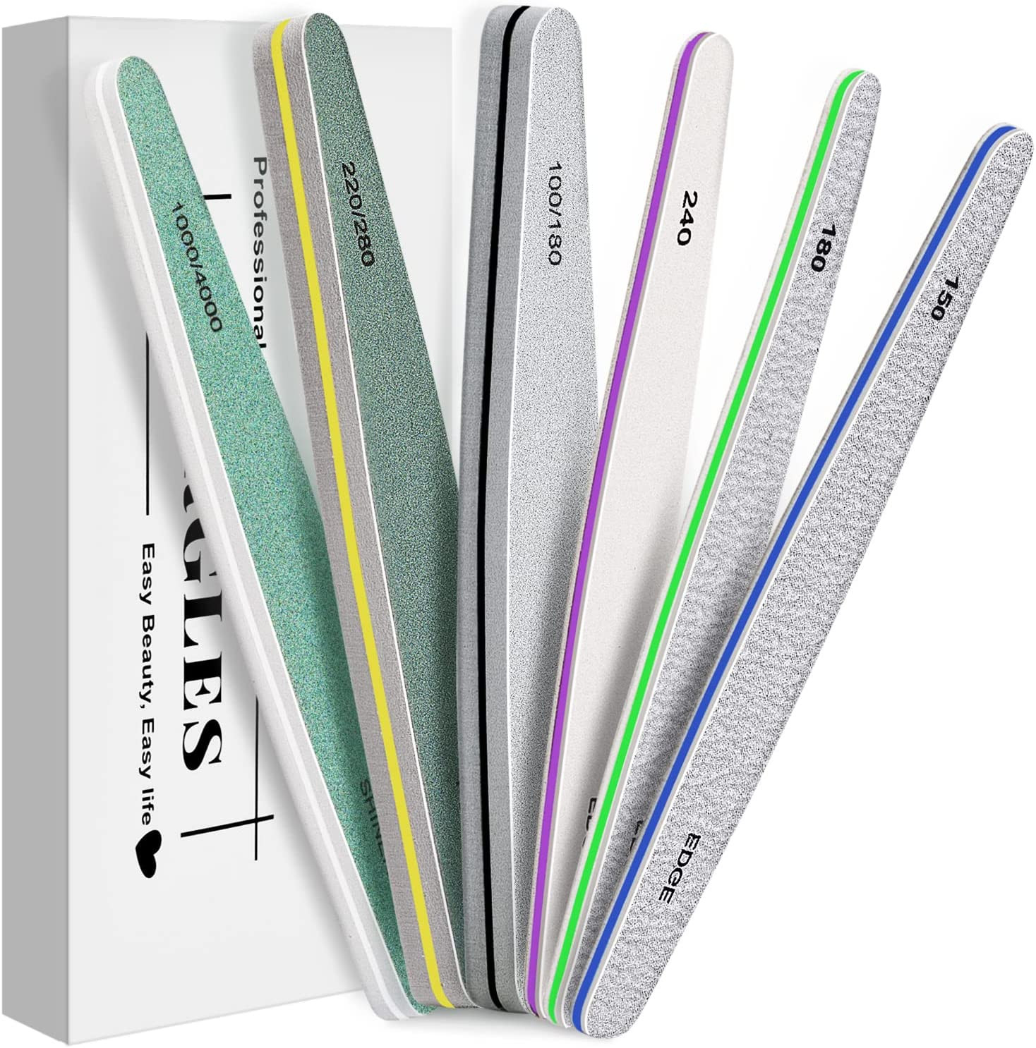 Grit Nail File Buffer Set Emery Boards Professional Nails Edge 1000 Grit 6pcs/bo