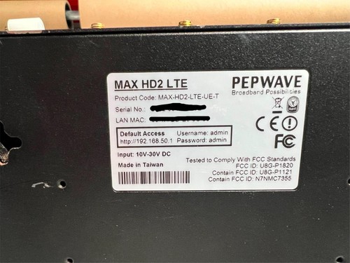 Peplink Pepwave MAX-HD2-LTE-UE-T Dual G4 LTE/Router/GPS Automatic WAN Failover - Photo 8/11