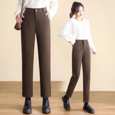 Women's pants  straight-leg pants Thickened woolen pants Nine-point Harlan pants
