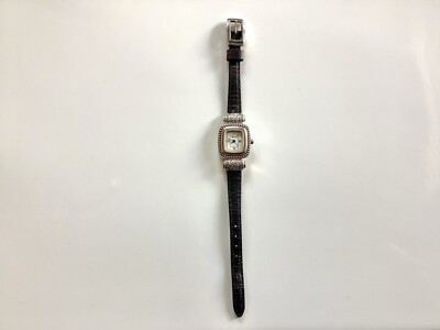 Brighton Silver and Black Fashion Watch Brighton Carlisle Black Leather Band Silver Tone Round Face  main image 2