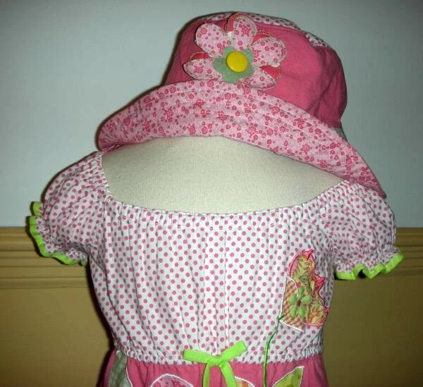 Boutique CBD Sweet Euro Flower Garden Ruffle Dress Bucket Hat 2pc Set 2T 3T 4T - Image 3 of 4