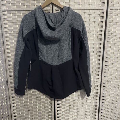 90 Degree By Reflex Hooded Running Jacket Women’s M Gray Black Full Zip NEW - Picture 2 of 10