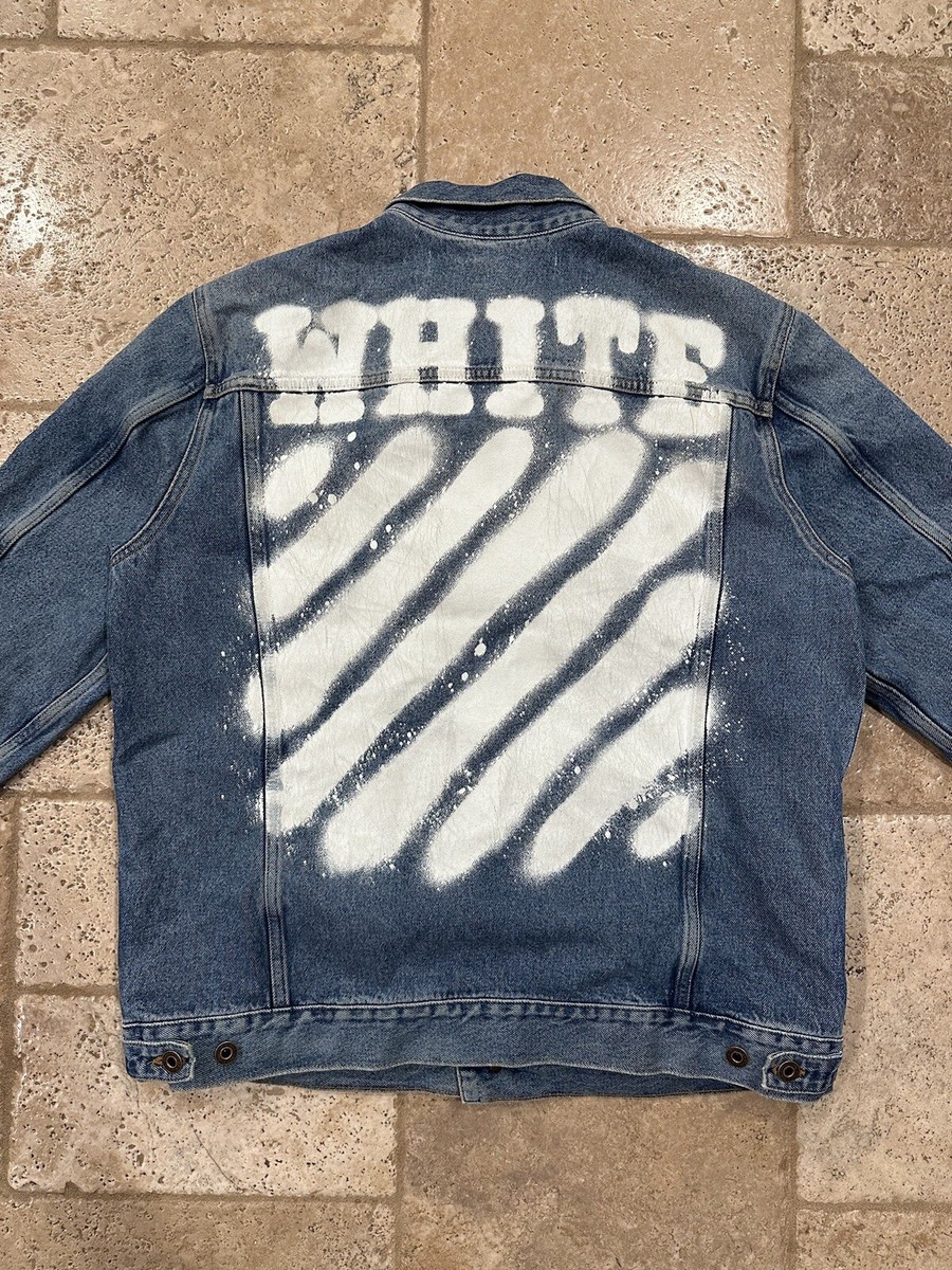 Off-White Virgil Abloh Spray Paint Blue Wash Denim Jacket | eBay Off-White Virgil Abloh Spray Paint Blue Wash Denim Jacket | eBay