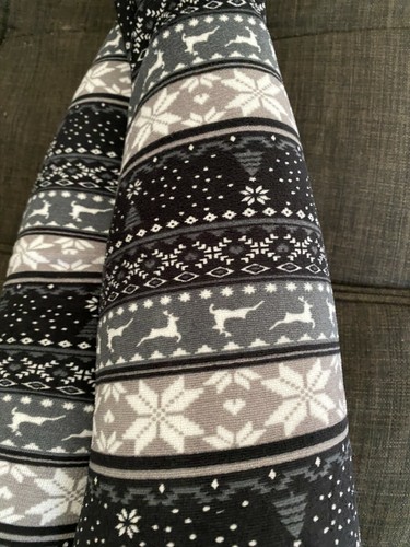 Winter Warm Women's Warm Leggings Snowflake Reindeer Printed Pants - Picture 17 of 30