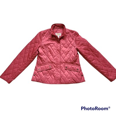 Talbots Petite Sleek Button Quilted Puffer Coat Jacket Size small pink