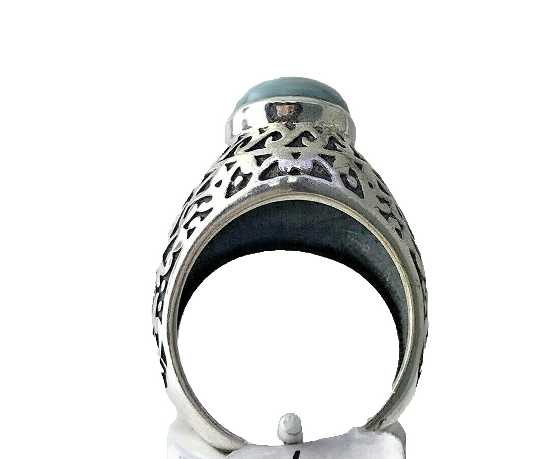 Sterling silver Statement Signet Ring Larimar Ova… - image 11