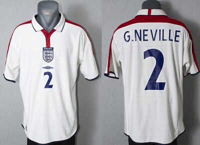England G. Neville Jersey Euro 2004 Football Mens Retro Home Shirt Size Adult L