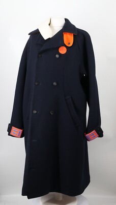 OFF-WHITE VIRGIL ABLOH OVERSIZED NAVY BLUE LONG HEAVY WOOL COAT UK M UVP £2250 J