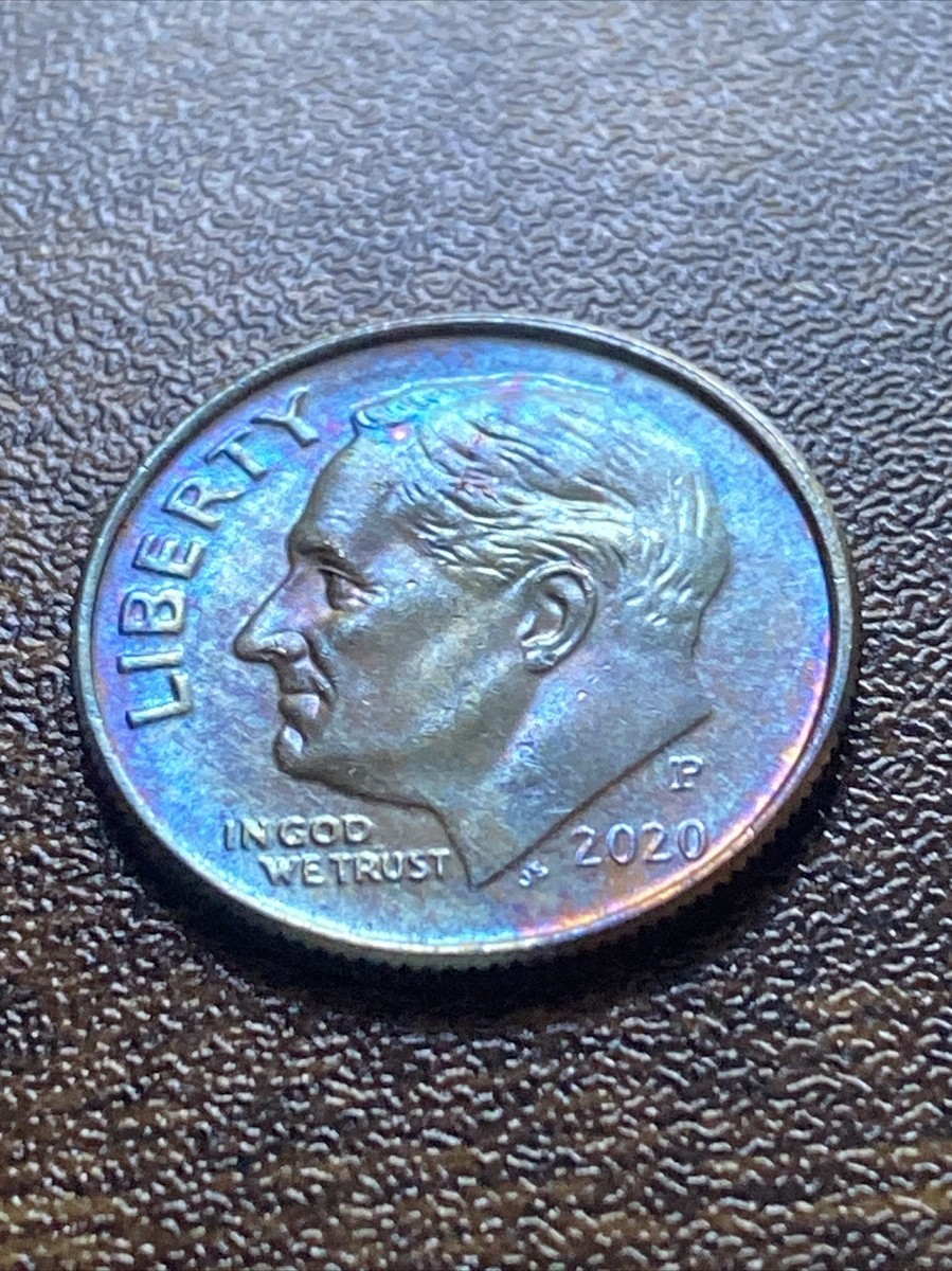 2020 P Roosevelt Dime Actual Coin Sensational Eye-catching Blue