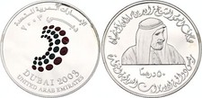 UAE , SILVER 50 DIRHAMS 2003 WORLD BANK MEETING ( U67A ) PROOF , RARE