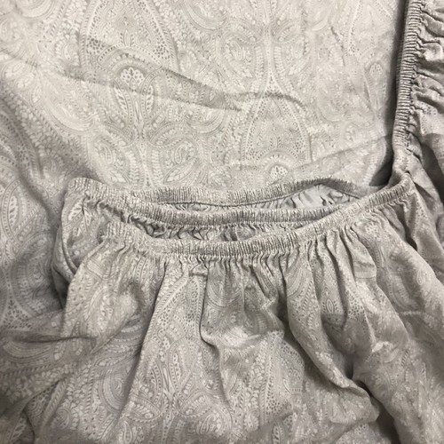 Raymond Waites Full Flat & Fitted Sheets Paisley Beige 100% Cotton Satin 2pc - Picture 5 of 8